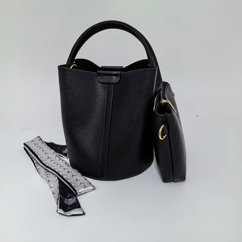 Designer Fashion Red Bucket Bag for Women, Spring/Summer, Solid Color, Magnetic Closure, Hand Wash, with Lining, Messenger Shoulder Bag