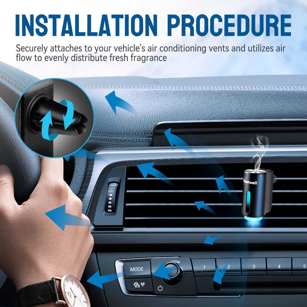 Smart Car Air Aromatherapy Diffuser, Fragrance Car Air fresheners with Three Adjustable, Humidifier Essential Oil Diffuser for Vehicle