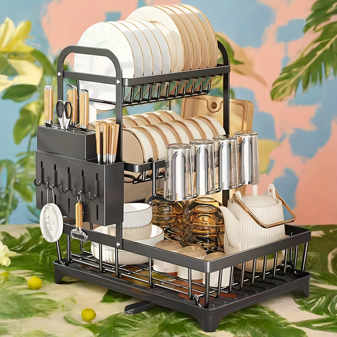Double-Layer Carbon Steel Dish Rack