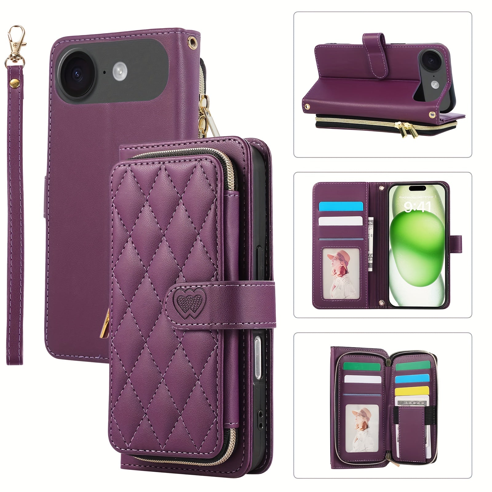 Crossbody Wallet Case Designed for Iphone 16E, 16, 15, 14, 13, 12, 11 Pro Max, 7, 8 Plus, SE 2020, And SE 2022, Featuring a Zippered Handbag Style, Flip Cover, Kickstand Folio, Card Slots, Wrist Strap, And Lanyard for The for