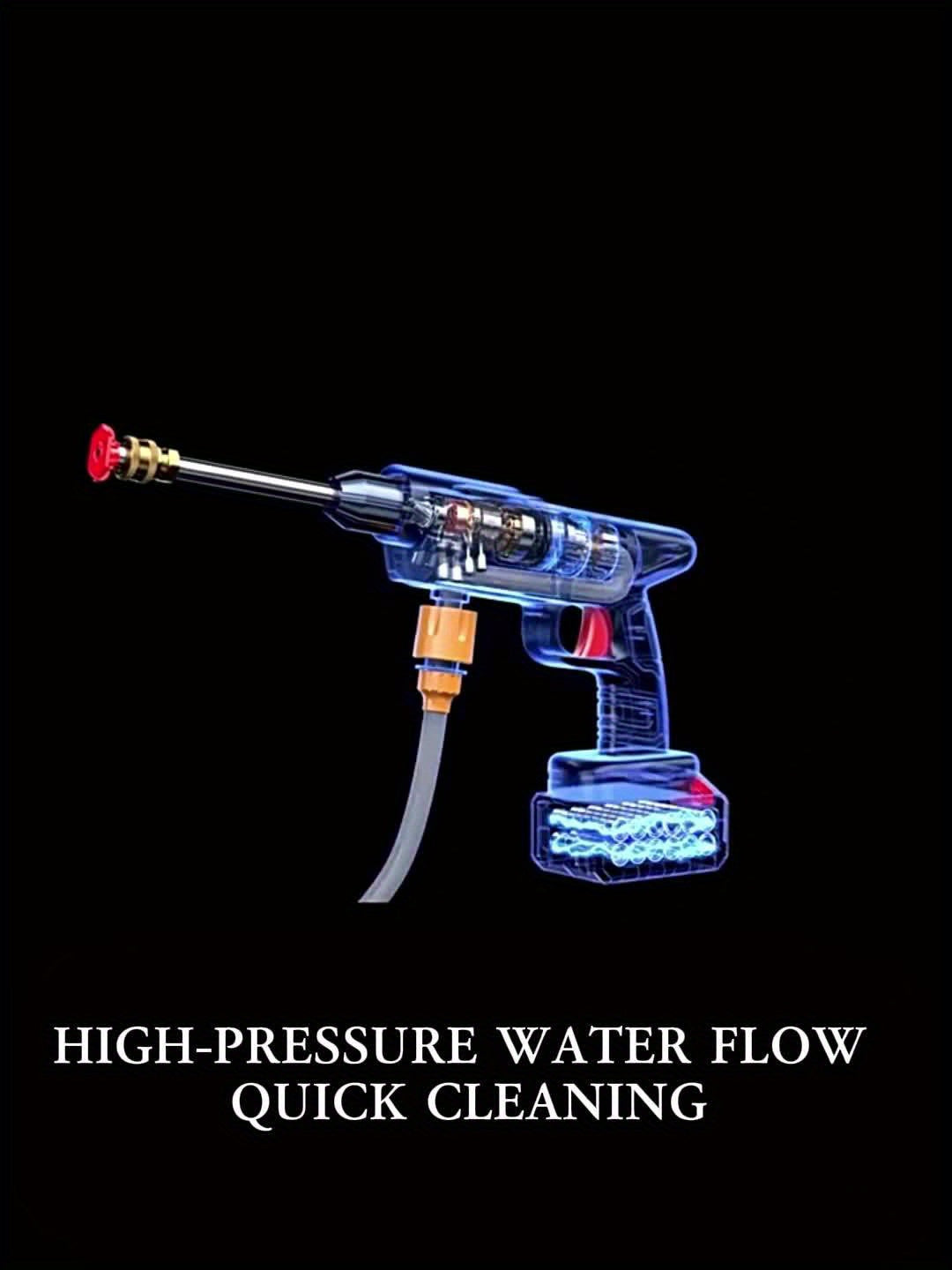 Stainless Steel High-Pressure Washer Gun, 3000 PSI Max with Quick Connect Nozzles Hose Connector, Equipped with A Single 15000mAh Battery, Single Battery Use Time Of About Half An Hour.
