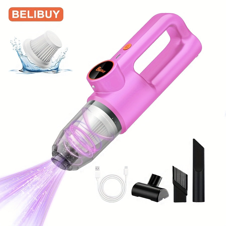 [Super Powerful Cordless Vacuum] BELIBUY 200W Super Powerful Cordless Handheld Vacuum Cleaner | 3KPa Suction, Portable Lightweight Design with Integrated Blower & Crevice Tool, Rechargeable Battery, USB Charging for Home & Ca