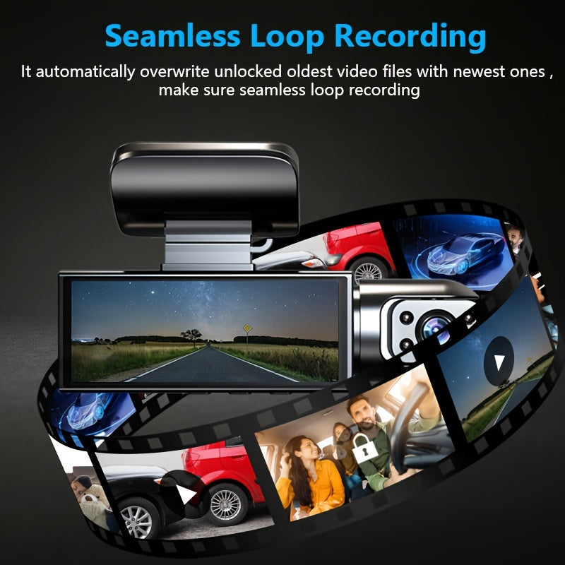 [Dual Lens Dash Cam] ZKCAMSPY Dual Lens Dash Camera | Dual Front and Inside Car Camera with G-Sensor, Loop Recording, Night Vision, Motion Detection, Parking Monitoring | Compatible with PC, Hardwiring Powered, for Taxi, Truc