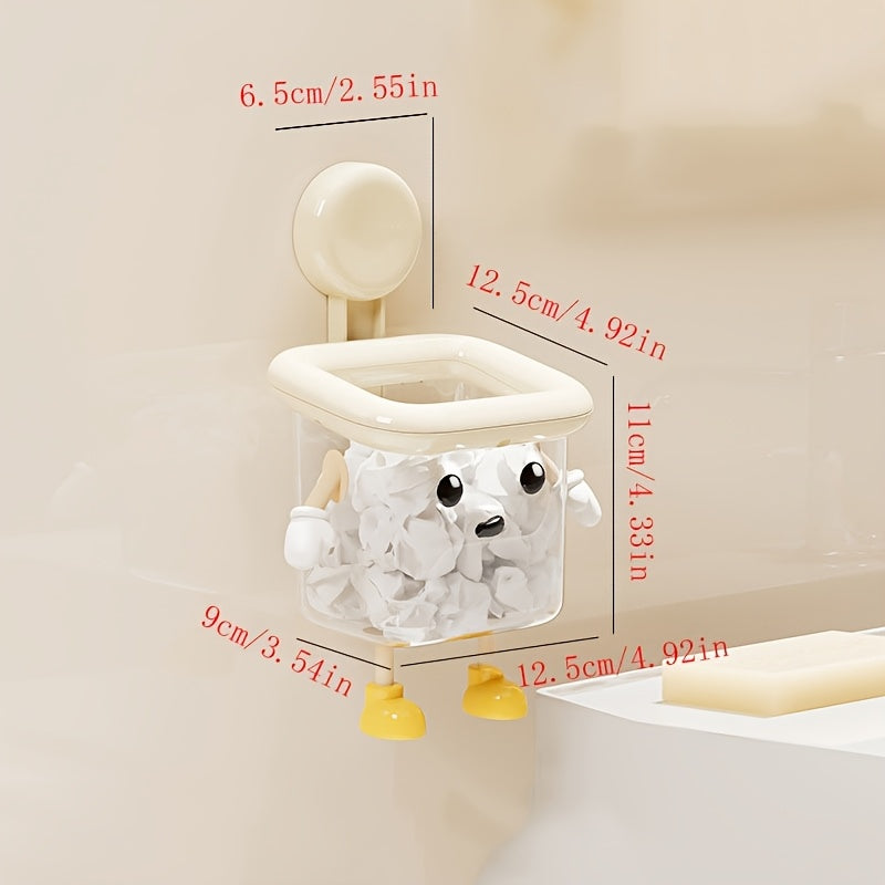 DIY Creative Cute Toothbrush Holder, Wall-Mounted No-Drill Suction Cup for Home Use, Bathroom Toothpaste Toothbrush Electric Toothbrush Cosmetic Organizer, Razor Makeup Brush Hanging Storage, High-End Multifunctional Transpar