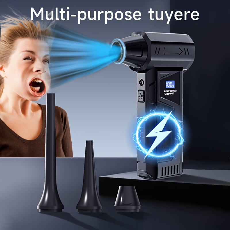 [Wireless Handheld Fan] 4-Speed Adjustable 110000RPM, Wireless Handheld Fan with Type-C Charging, Can Blow, Snow Removal, Water Removal, Dust Removal, Cooling, Keyboard Cleaning, and Helps Outdoor Camping Lighting, Suitable f