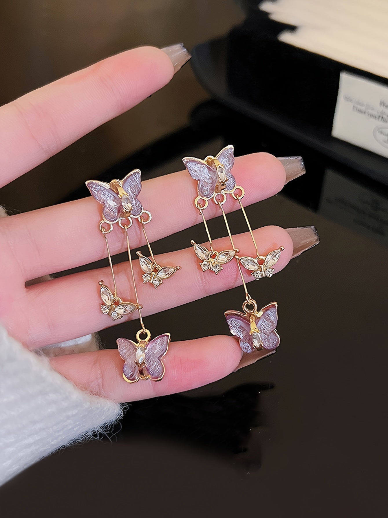 [Delicate butterfly earrings] Light Purple Butterfly Tassel Earrings | Delicate Temperament Accessory, Elegant Style, Perfect for Party & Daily Wear, for Teenager
