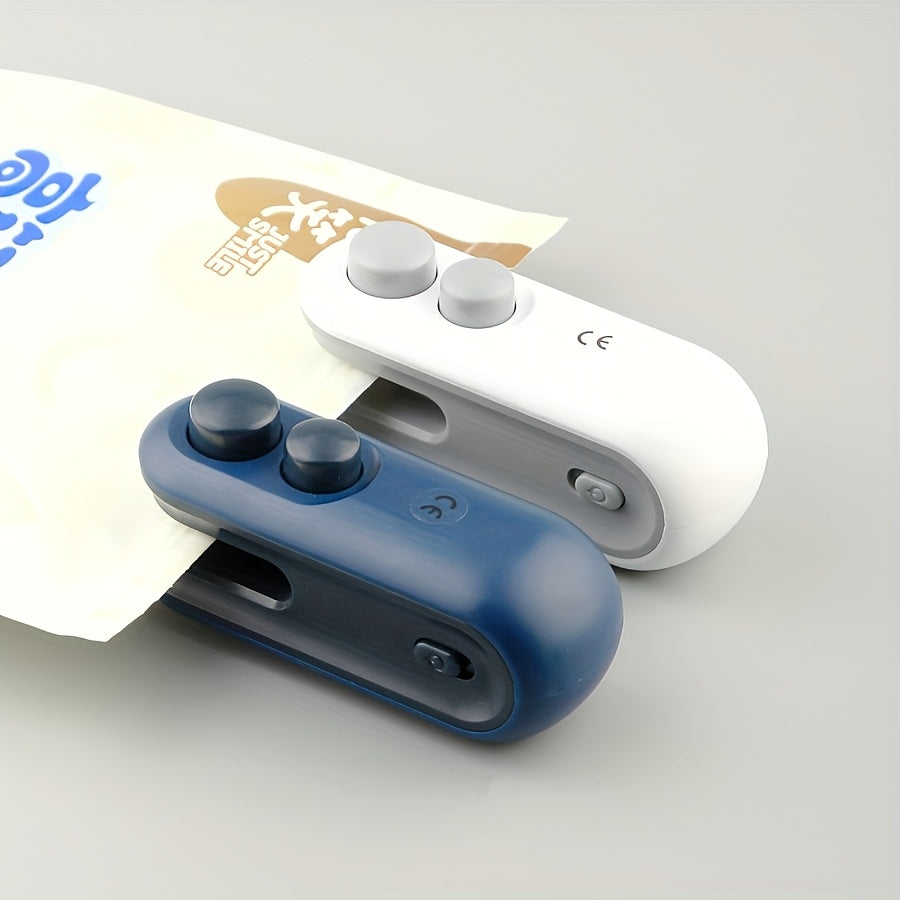 2pcs Snack Bag Sealer Set | 1 Sealer + 1 USB Charging Cable, Built-in Lithium Battery, Low Power Consumption, Hand-Press Magnetic Design, Portable for Home / Picnic / Outing / Travel, Chip & Cookie Bag Sealing Tool, Quiet & E