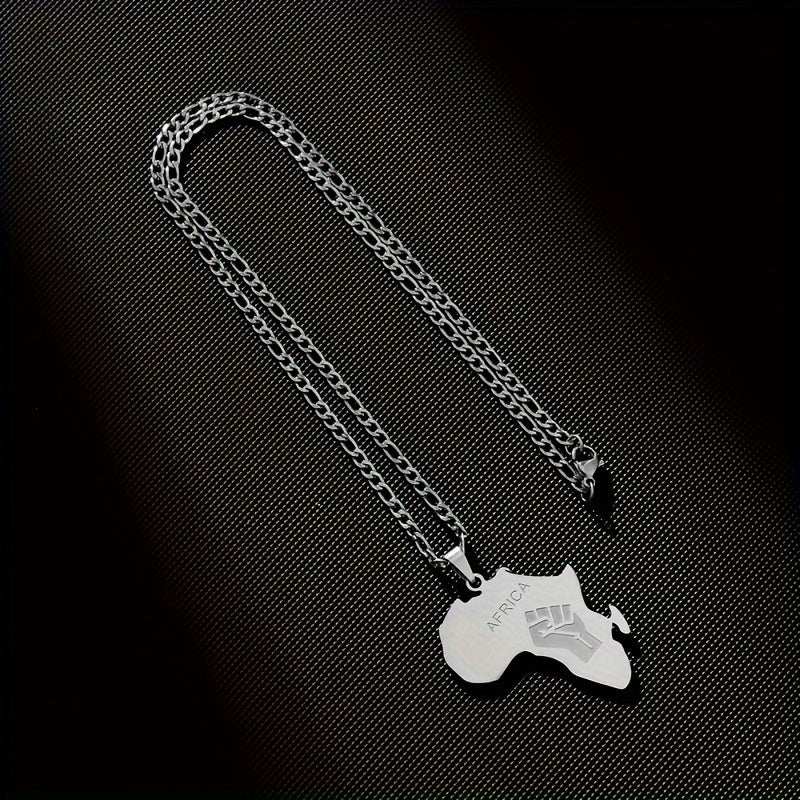 Glossy African Map Pendant Necklace