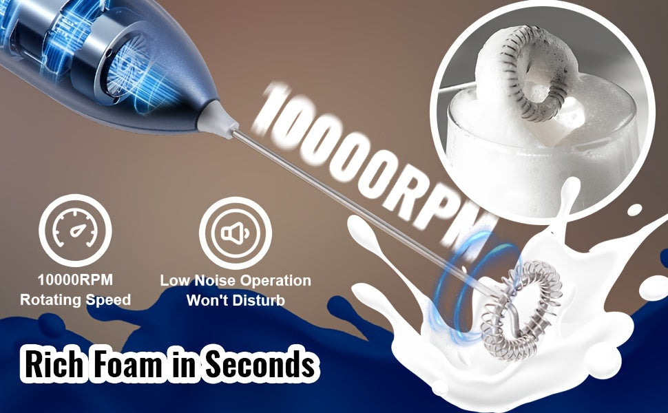 Lalayuan Powerful Electric Milk Frother & Drink Mixer - Heavy-Duty Stainless Steel Handheld Electric Whisk with 2-in-1 Design, 2-in-1 Foaming & Blending