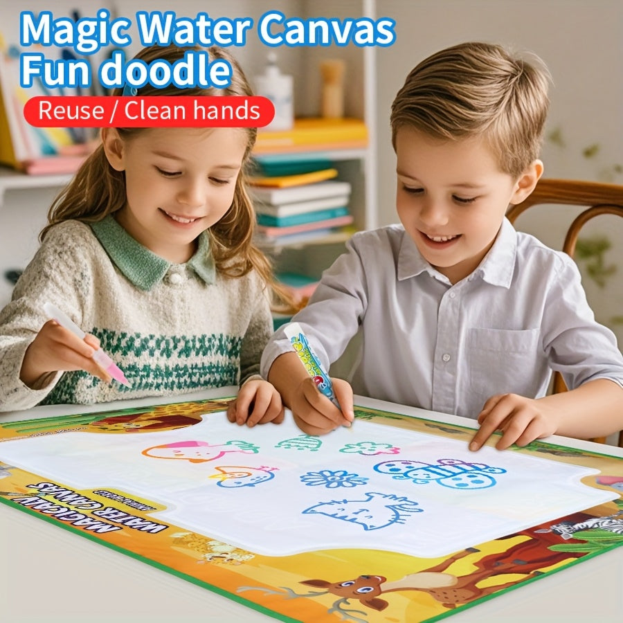 1pc Magic Water Canvas Graffiti Mat - Non-Toxic Washable Kids art mat with Water Painting, Portable Drawing Board with Soft Cloth Storage, for Home, School, Travel - Ideal Birthday or Christmas Gift for Boys & Girls, Home Lea