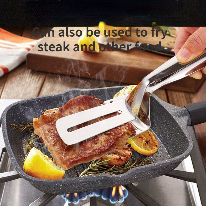 1pc Premium Stainless Steel Fish Spatula & Tongs - Non-Stick, Heat-Resistant, Multi-Use Kitchen Tool for Frying, Flipping & Steak Handling - Ideal for Home and Restaurant Kitchens, Fish Spatula for Frying