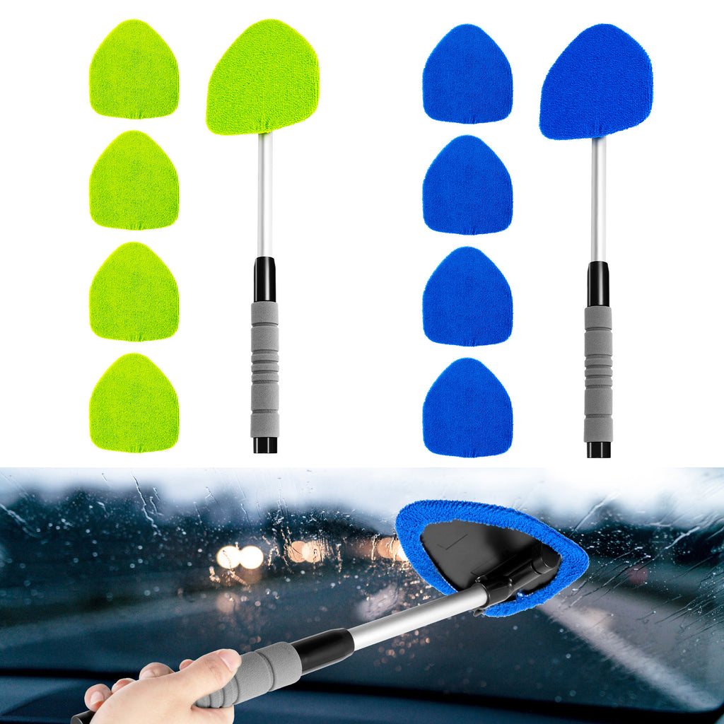 [Windshield Cleaner] 18.5 Inch Adjustable Handle Car Windshield Cleaner | Strong Absorbent Car Window Cleaner with 180°Rotating Cleaning Head, 11 to 18.5 Inch Extendable Car Window Cleaning Tool, 5 Polyester Pads, 18.5 Inch