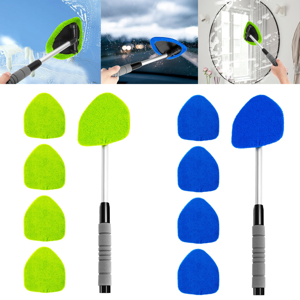 [Windshield Cleaner] 18.5 Inch Adjustable Handle Car Windshield Cleaner | Strong Absorbent Car Window Cleaner with 180°Rotating Cleaning Head, 11 to 18.5 Inch Extendable Car Window Cleaning Tool, 5 Polyester Pads, 18.5 Inch