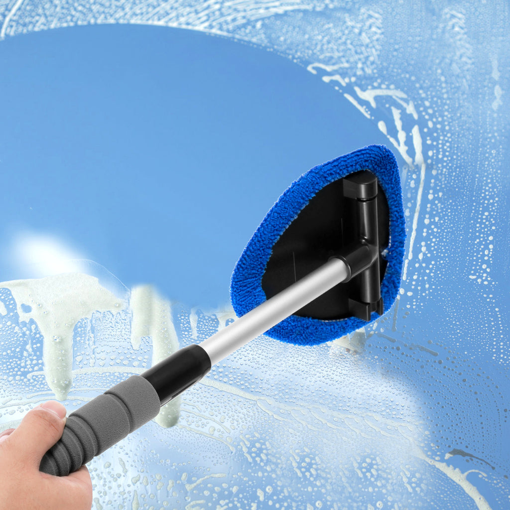 [Windshield Cleaner] 18.5 Inch Adjustable Handle Car Windshield Cleaner | Strong Absorbent Car Window Cleaner with 180°Rotating Cleaning Head, 11 to 18.5 Inch Extendable Car Window Cleaning Tool, 5 Polyester Pads, 18.5 Inch