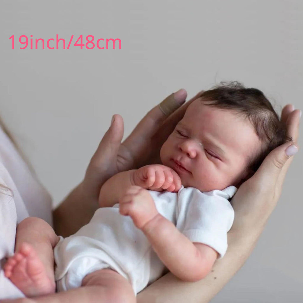 [Realistic Reborn Baby Doll] Realistic 18" Soft Touch Vinyl Reborn Baby Doll | 3D-Paint Light Bebe with Visible Veins, White Vinyl Newborn Toy for Collectors & Display, Detailed Facial Features, Perfect Birthday Gift for Kids