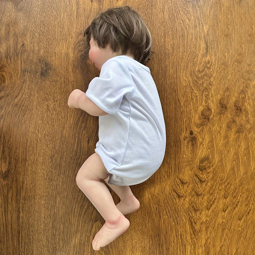 [Realistic Reborn Baby Doll] Realistic 18" Soft Touch Vinyl Reborn Baby Doll | 3D-Paint Light Bebe with Visible Veins, White Vinyl Newborn Toy for Collectors & Display, Detailed Facial Features, Perfect Birthday Gift for Kids