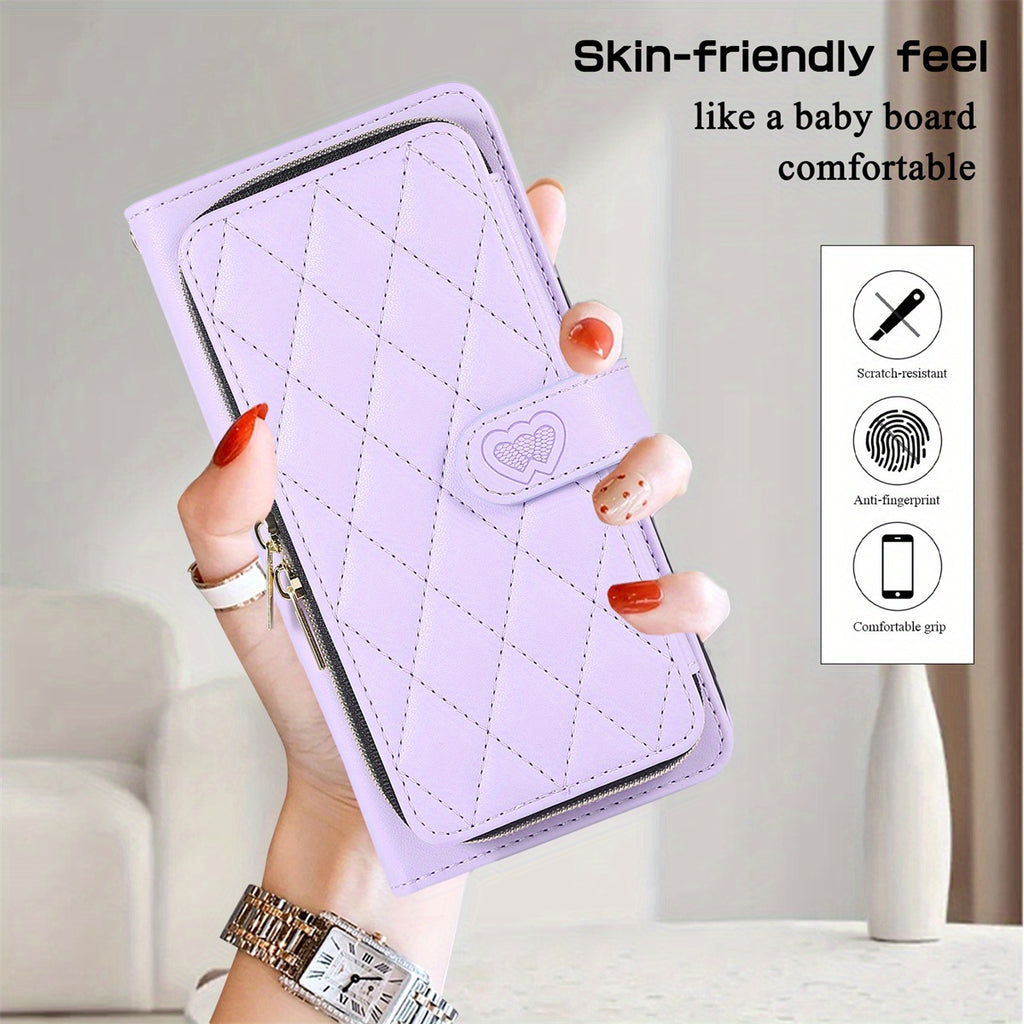 Crossbody Wallet Case Designed for Iphone 16E, 16, 15, 14, 13, 12, 11 Pro Max, 7, 8 Plus, SE 2020, And SE 2022, Featuring a Zippered Handbag Style, Flip Cover, Kickstand Folio, Card Slots, Wrist Strap, And Lanyard for The for