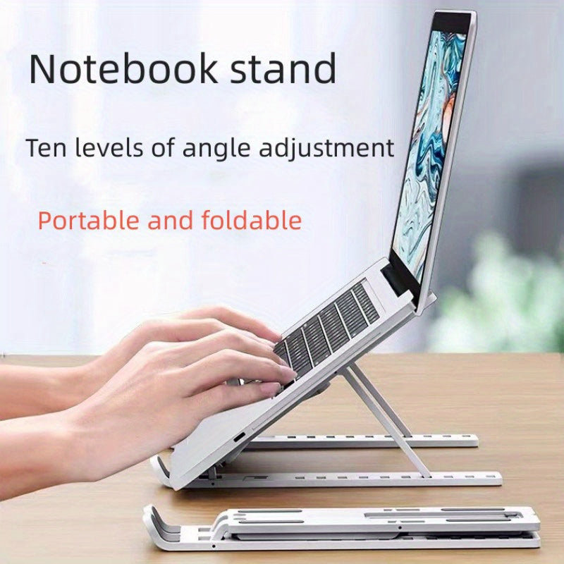 [Adjustable Laptop Stand] 10-Level Adjustable ABS Laptop Stand | Portable and Foldable Notebook Holder for All Tablets and Laptops - Multi-Angle Cooling Stand