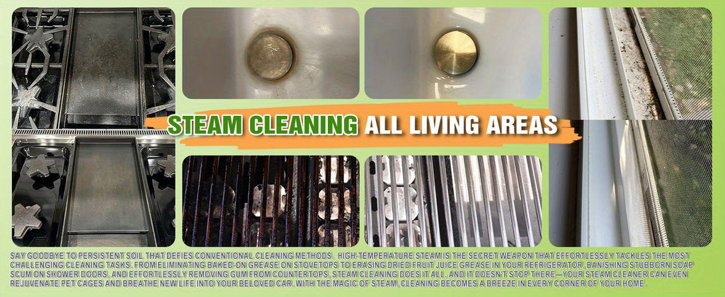 1Pc 1050W High-Power Portable Handheld Steam Cleaner Quick Heating, 12 Brush Heads For Versatile Cleaning In Kitchens, Bathrooms, Furniture & Cars - Us Plug, Large Capacity Water Tank, Steam Cleaner For Car