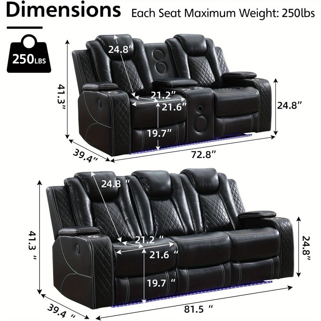 Power Recliner Loveseat with Speaker for Living Room, Loveseat Seating Couch, LED Lights