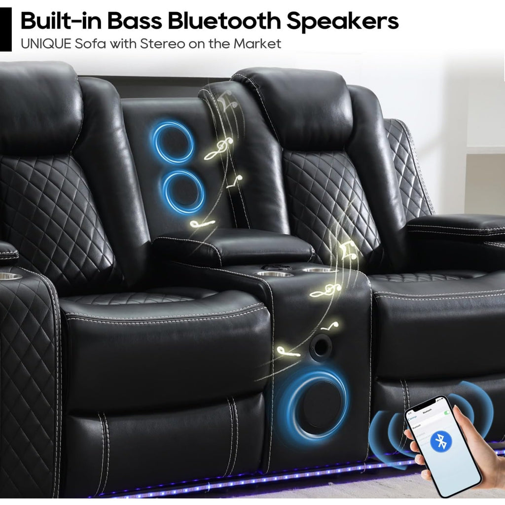 Power Recliner Loveseat with Speaker for Living Room, Loveseat Seating Couch, LED Lights