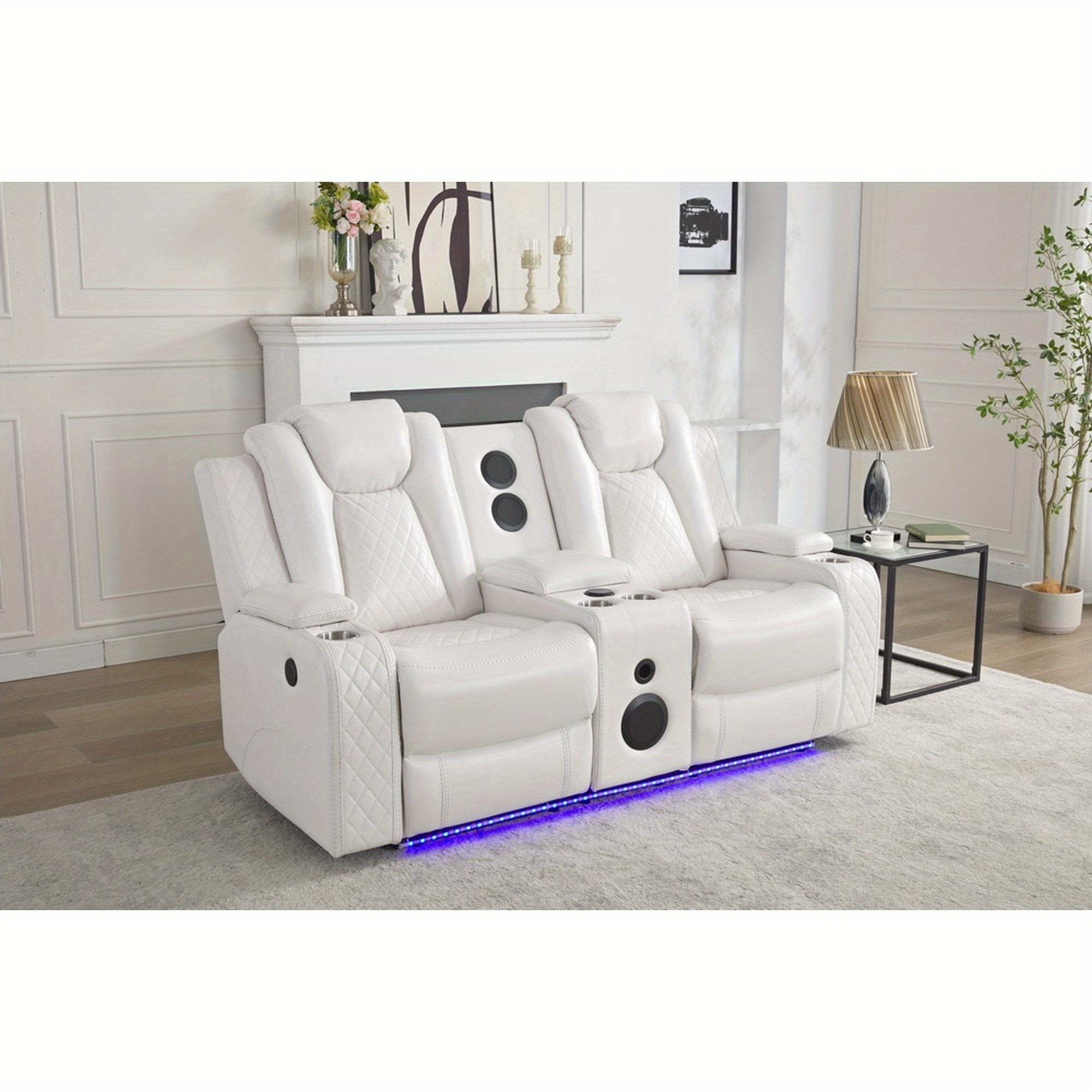Power Recliner Loveseat with Speaker for Living Room, Loveseat Seating Couch, LED Lights