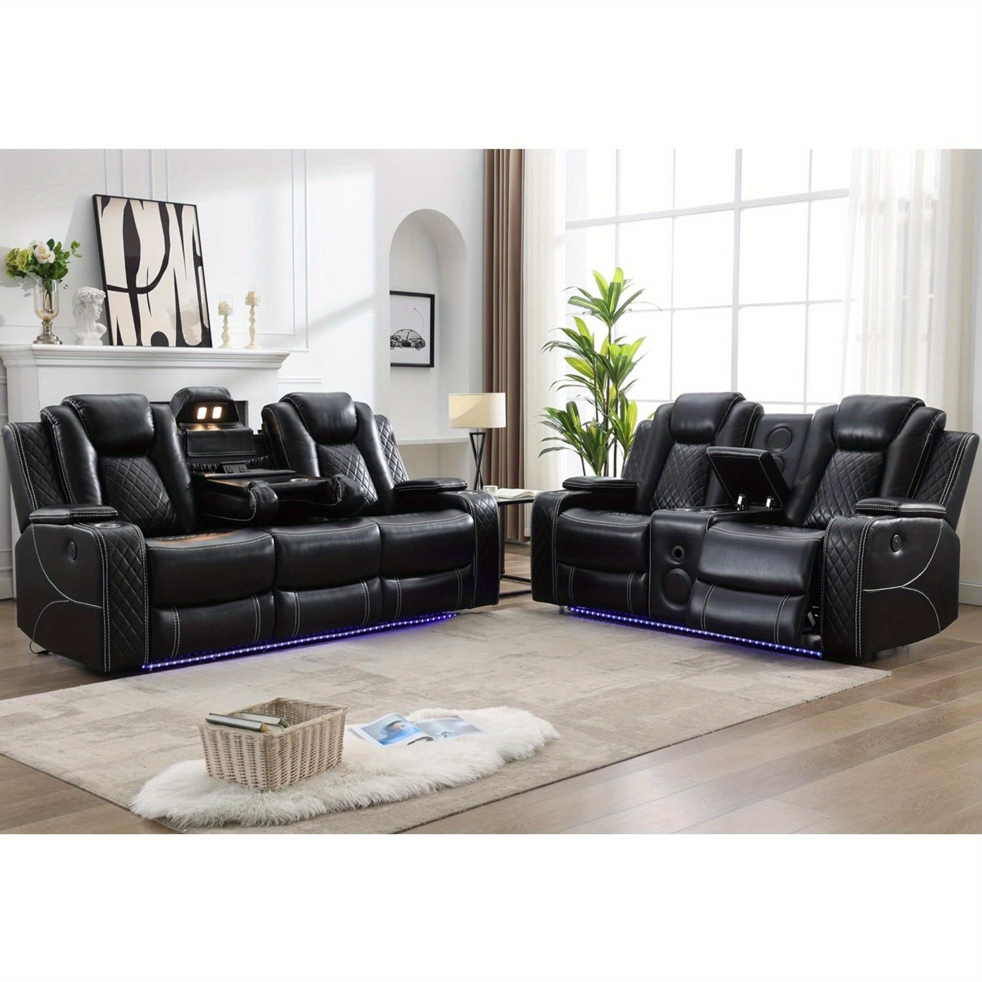 Power Recliner Loveseat with Speaker for Living Room, Loveseat Seating Couch, LED Lights