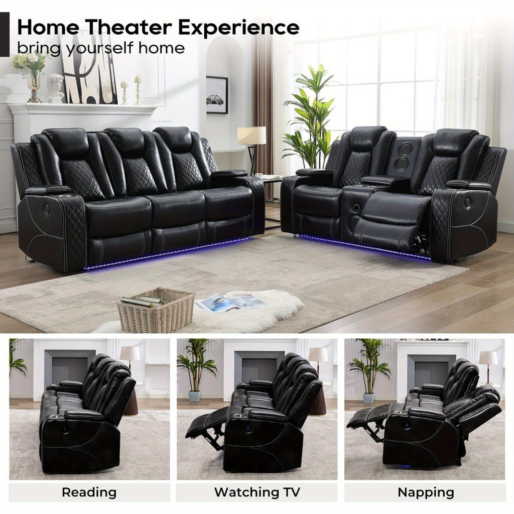 Power Recliner Loveseat with Speaker for Living Room, Loveseat Seating Couch, LED Lights