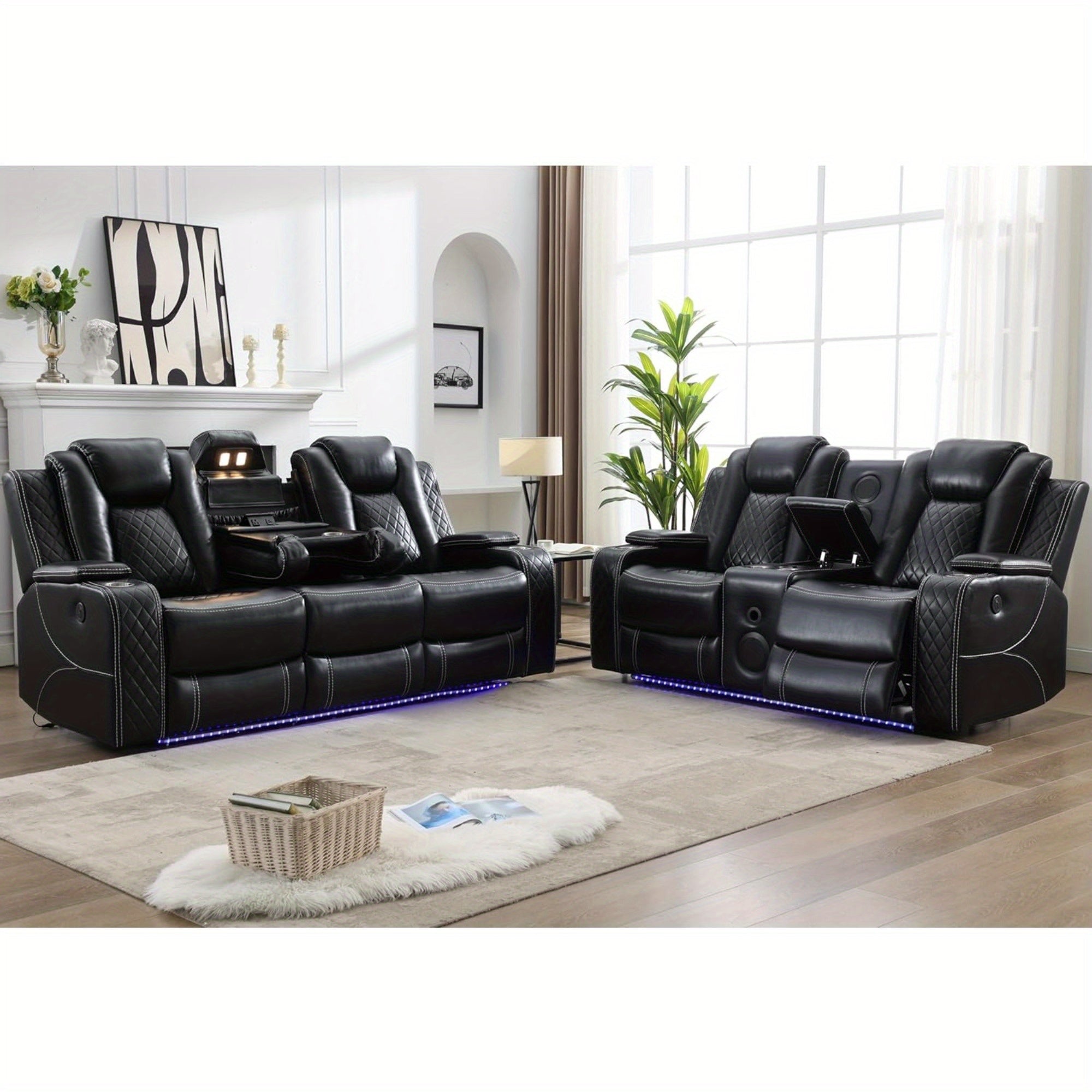 Power Recliner Loveseat with Speaker for Living Room, Loveseat Seating Couch, LED Lights