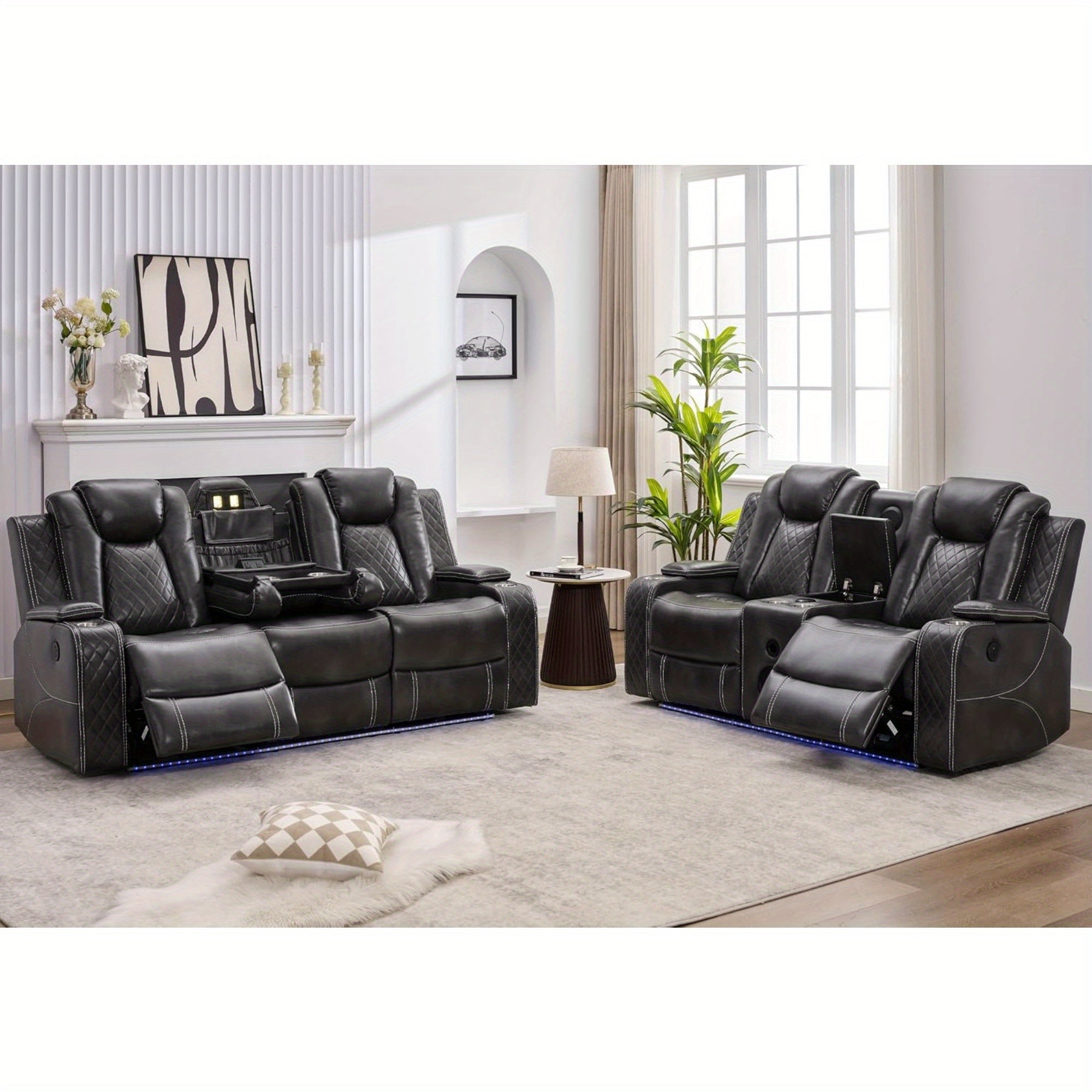 Power Recliner Loveseat with Speaker for Living Room, Loveseat Seating Couch, LED Lights