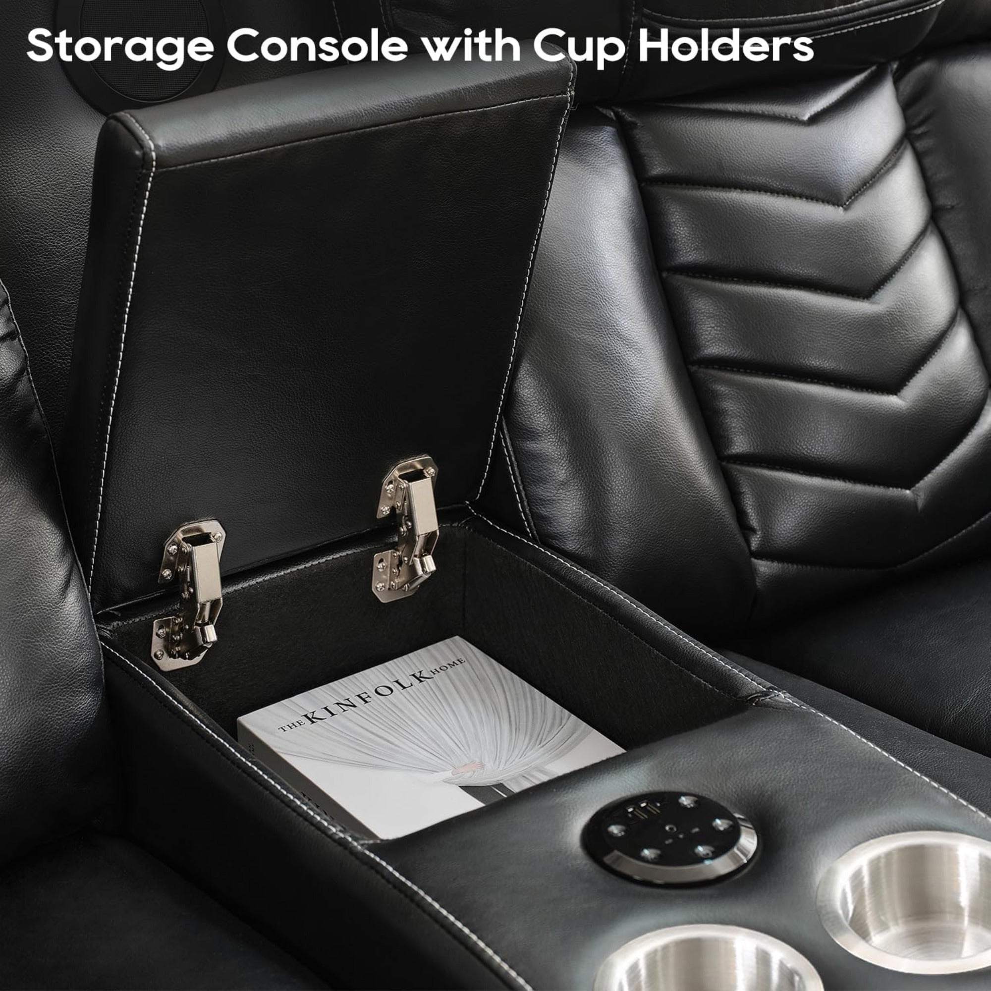 Leather Manual Recliner Sofa Set with Wireless Charger for Living Room, 3 Seater Reclining Sofa and Loveseat Seating Couch with Bass Speakers, LED Lights, Home Theater Love seat Sets with Console