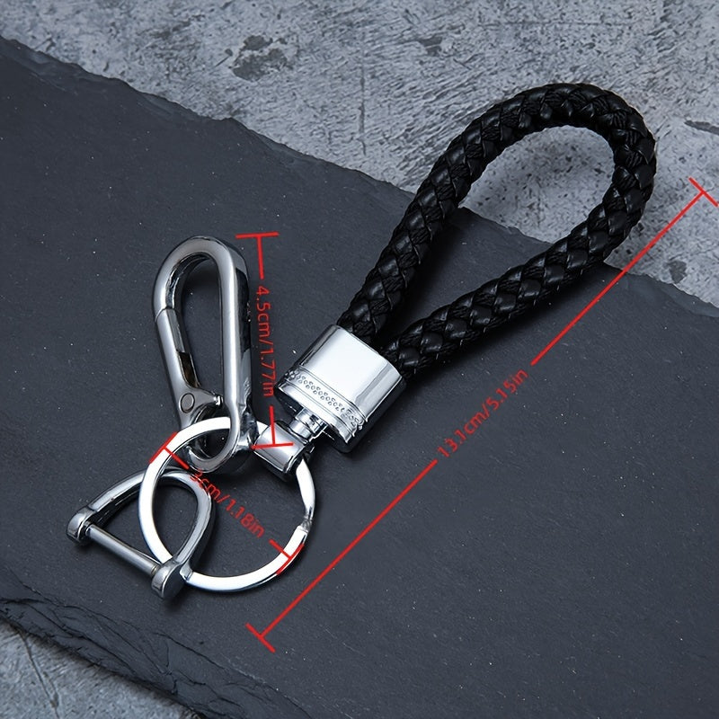 1pc High-End Alloy Car Keychain Pendant, Metal Braided Rope Design, Couple's Cool Accessory, Durable and Stylish