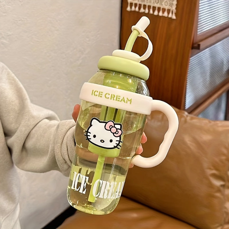 Hello Kitty Sports Water Bottle with Straw-PPSU Drop-Proof and Portable Drinking Cup, Suitable for Outdoor, Office, Camping, Home and School-Officially Licensed Large Capacity Hello Kitty Design, Portable Sports Bottle, Outdo
