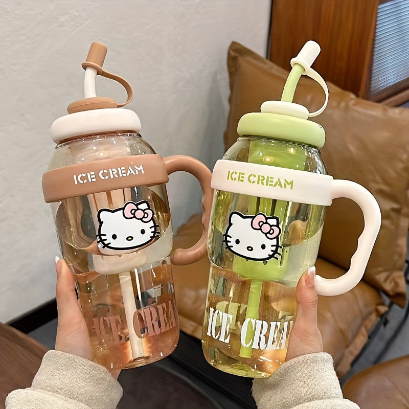 Hello Kitty Sports Water Bottle with Straw-PPSU Drop-Proof and Portable Drinking Cup, Suitable for Outdoor, Office, Camping, Home and School-Officially Licensed Large Capacity Hello Kitty Design, Portable Sports Bottle, Outdo