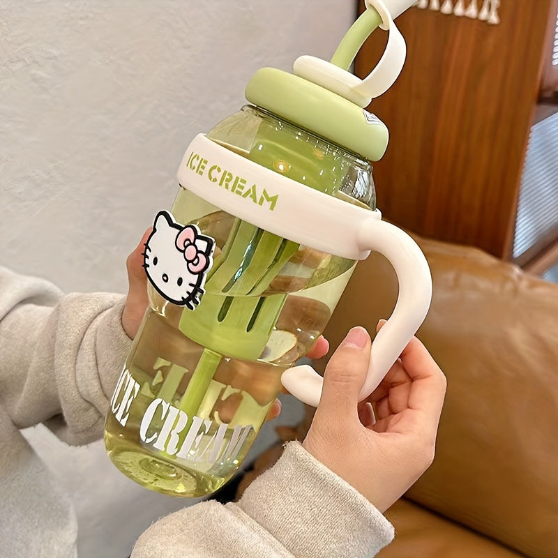 Hello Kitty Sports Water Bottle with Straw-PPSU Drop-Proof and Portable Drinking Cup, Suitable for Outdoor, Office, Camping, Home and School-Officially Licensed Large Capacity Hello Kitty Design, Portable Sports Bottle, Outdo