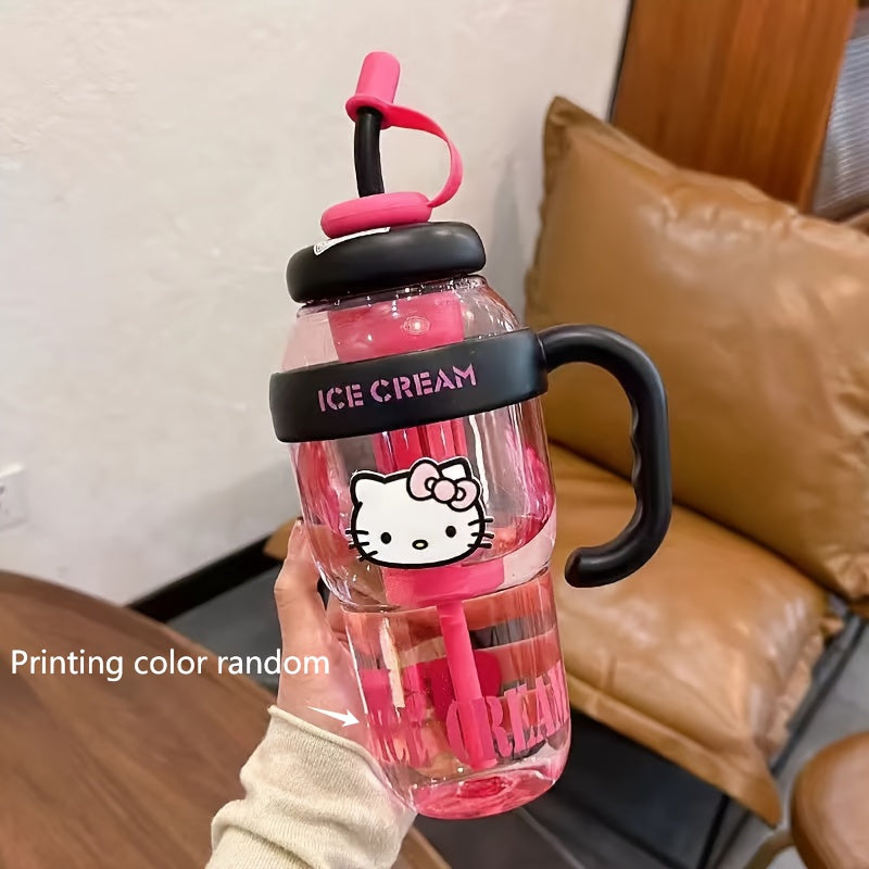 Hello Kitty Sports Water Bottle with Straw-PPSU Drop-Proof and Portable Drinking Cup, Suitable for Outdoor, Office, Camping, Home and School-Officially Licensed Large Capacity Hello Kitty Design, Portable Sports Bottle, Outdo