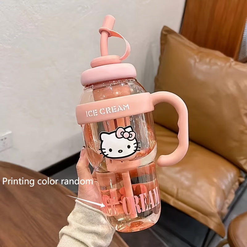 Hello Kitty Sports Water Bottle with Straw-PPSU Drop-Proof and Portable Drinking Cup, Suitable for Outdoor, Office, Camping, Home and School-Officially Licensed Large Capacity Hello Kitty Design, Portable Sports Bottle, Outdo