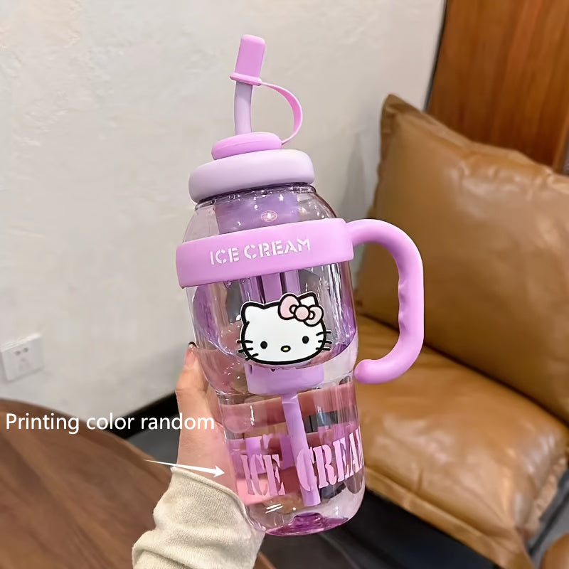 Hello Kitty Sports Water Bottle with Straw-PPSU Drop-Proof and Portable Drinking Cup, Suitable for Outdoor, Office, Camping, Home and School-Officially Licensed Large Capacity Hello Kitty Design, Portable Sports Bottle, Outdo