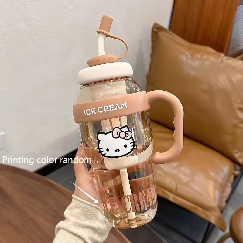 Hello Kitty Sports Water Bottle with Straw-PPSU Drop-Proof and Portable Drinking Cup, Suitable for Outdoor, Office, Camping, Home and School-Officially Licensed Large Capacity Hello Kitty Design, Portable Sports Bottle, Outdo