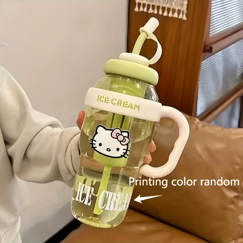 Hello Kitty Sports Water Bottle with Straw-PPSU Drop-Proof and Portable Drinking Cup, Suitable for Outdoor, Office, Camping, Home and School-Officially Licensed Large Capacity Hello Kitty Design, Portable Sports Bottle, Outdo