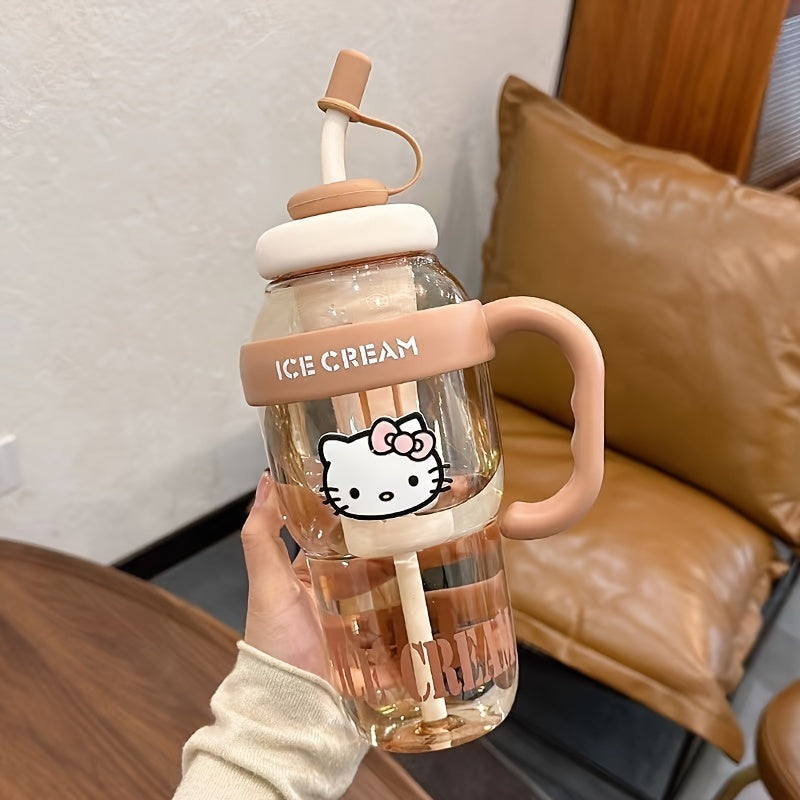 Hello Kitty Sports Water Bottle with Straw-PPSU Drop-Proof and Portable Drinking Cup, Suitable for Outdoor, Office, Camping, Home and School-Officially Licensed Large Capacity Hello Kitty Design, Portable Sports Bottle, Outdo