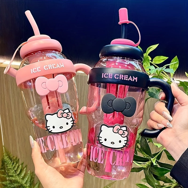 Hello Kitty Sports Water Bottle with Straw-PPSU Drop-Proof and Portable Drinking Cup, Suitable for Outdoor, Office, Camping, Home and School-Officially Licensed Large Capacity Hello Kitty Design, Portable Sports Bottle, Outdo