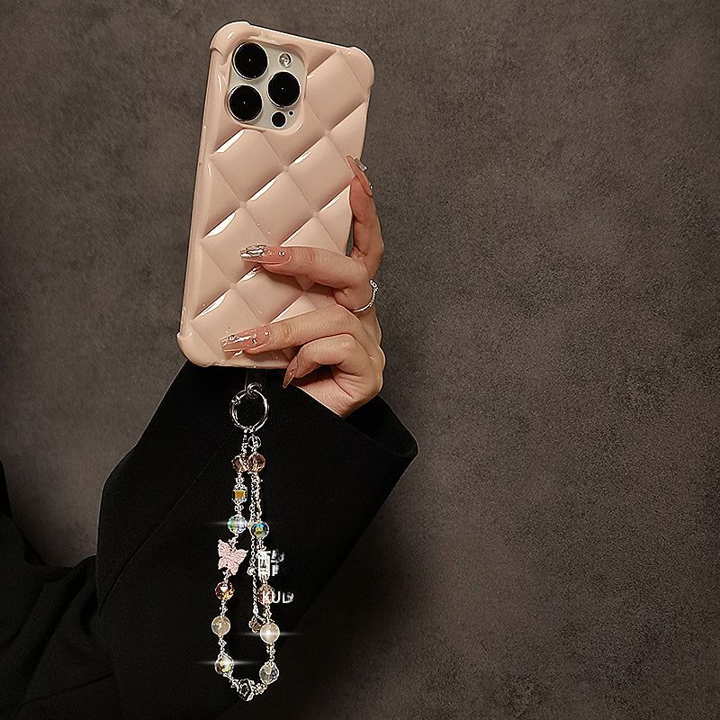 [Luxury Wristlet] Versatile Luxury Pink Butterfly Beaded Wristlet | Phone Case, Car Keychain & Bag Charm Accessory, Aesthetic