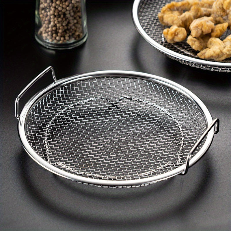 [Kitchen Frying Basket] Stainless Steel Oil Filter Basket - Reusable Round Heavy-Duty 304 Mesh Strainer | Open Design, Durable & Easy-Clean | For Frying, Grilling, Camping, BBQ, Home & Outdoor Cooking