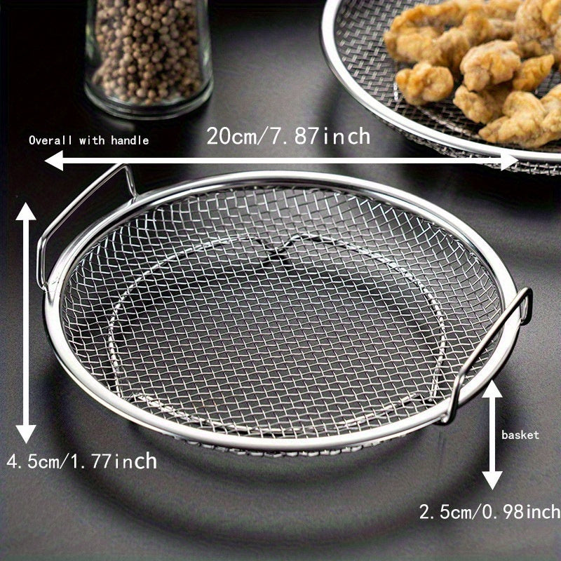 [Kitchen Frying Basket] Stainless Steel Oil Filter Basket - Reusable Round Heavy-Duty 304 Mesh Strainer | Open Design, Durable & Easy-Clean | For Frying, Grilling, Camping, BBQ, Home & Outdoor Cooking