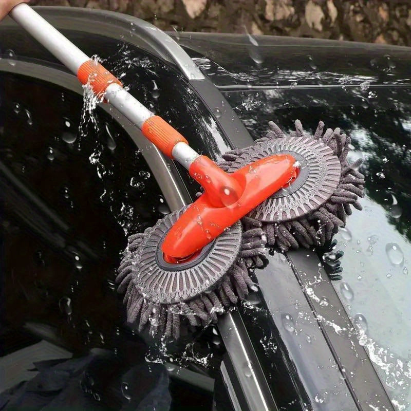 Complete Set, Car Wash Brush Mop Kit, Mitt Sponge with 44" Long Handle Car Cleaning Supplies Kit, Duster Washing Car Tools, Double Brush Head Mop, Car Care Kit Of Scratch-Free Replacement Head for Car RV Truc, Without Battery
