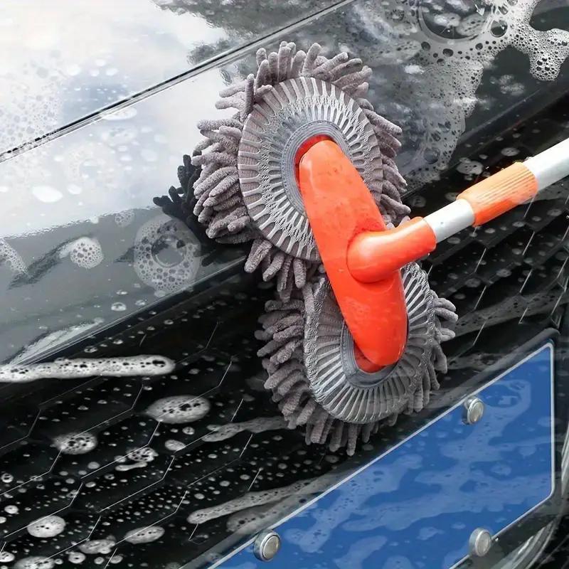 Complete Set, Car Wash Brush Mop Kit, Mitt Sponge with 44" Long Handle Car Cleaning Supplies Kit, Duster Washing Car Tools, Double Brush Head Mop, Car Care Kit Of Scratch-Free Replacement Head for Car RV Truc, Without Battery