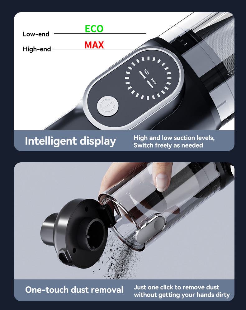 [2-in-1 Car Vacuum Cleaner] 2-in-1 Portable Wireless Brushless Car Vacuum Cleaner | Handheld Cordless Vacuum & Air Duster with LED Light, Multi-Nozzles for Car, Home, Office, Pet Hair | 15KPa Suction Power, 0.3H Runtime, USB