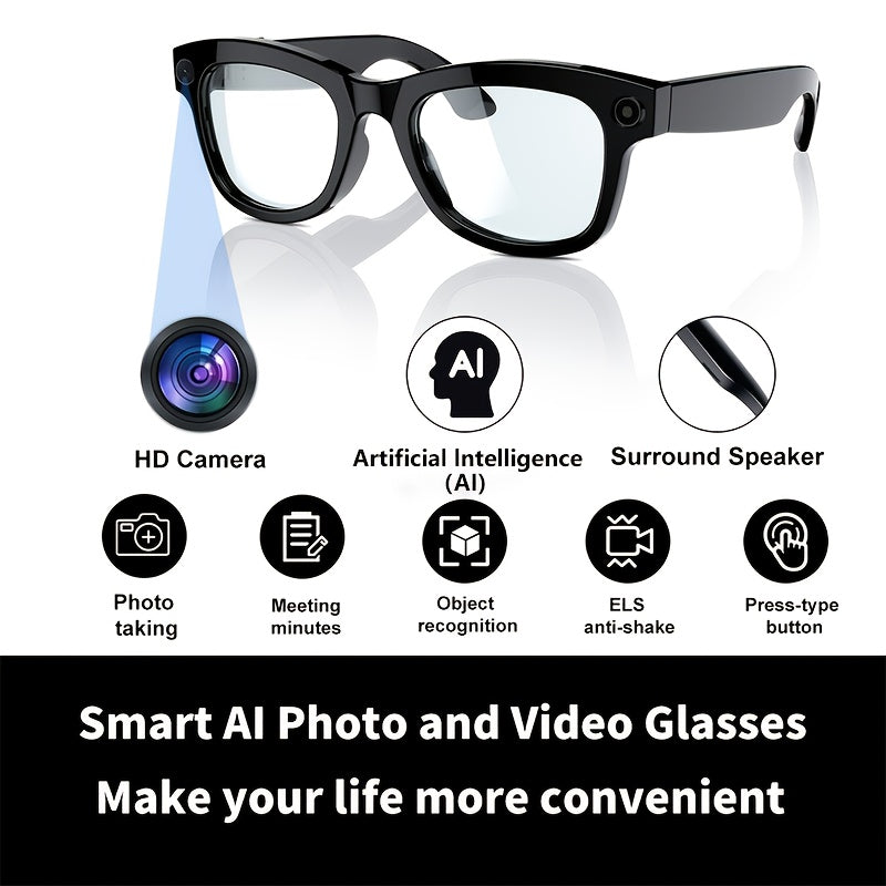 [Smart Translation Glasses] Smart Glasses with 1080P Video & Real-Time Translation | 160 Languages, 4K Motion Recording, High-Definition Audio, Noise Reduction, Wireless Call, Magnetic Charging - USB Rechargeable for TV, Mobi