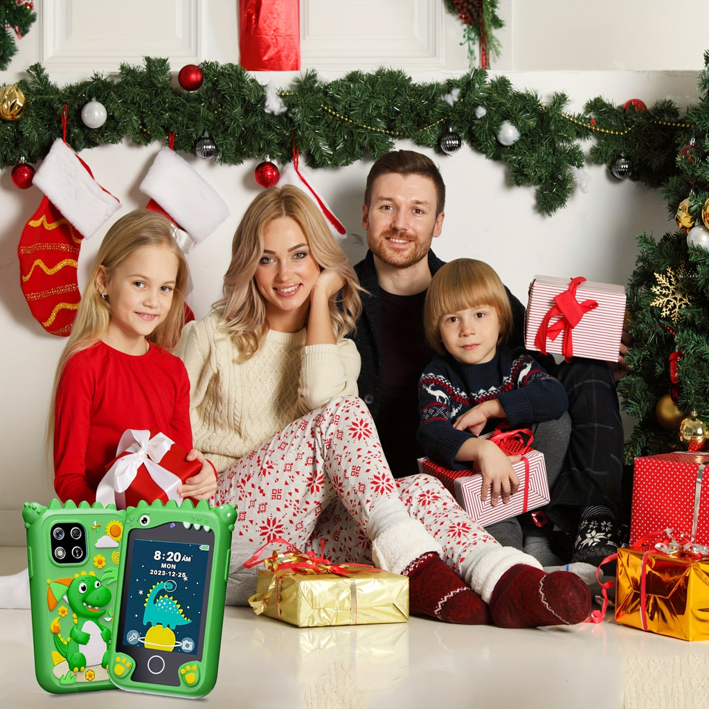 [Birthday/Christmas Gift] Kids Smart Phone with Touchscreen & Dual - Educational Learning Tablet, Compatible with 8GB SD Card, Charging, Parental Control - Birthday/Christmas Gift for Boys & Girls Ages 3-10 - Green Dinosaur D